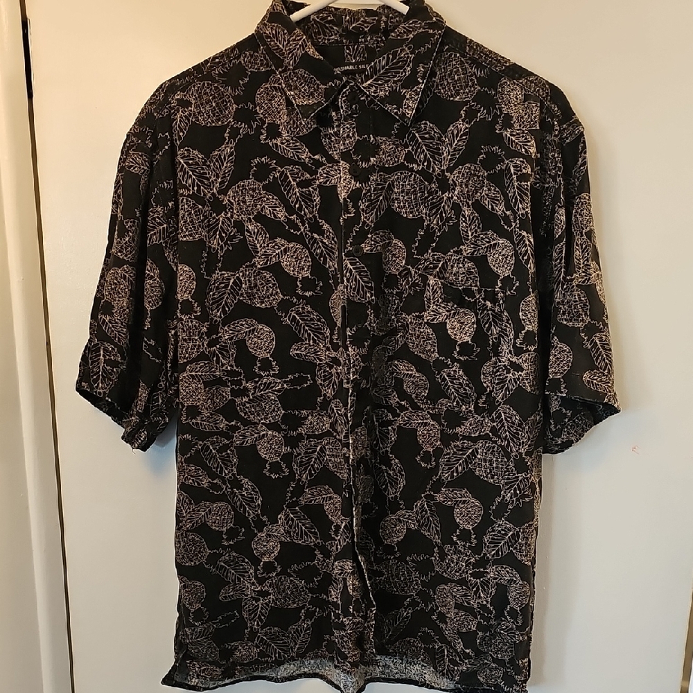 Mens Black Casual Button Down Shirt